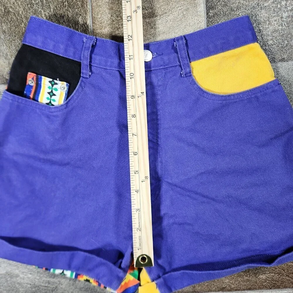 Vintage 80s Colorful Western Style Jean Shorts by Carolina Colours Size 7 - Picture 4 of 8